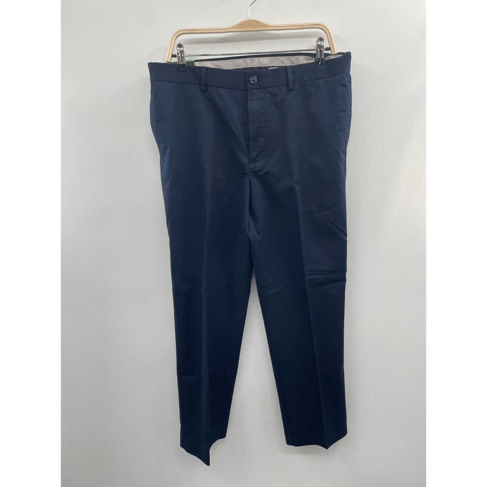 NWT Savane Geo Khakis Flat Front Pants Men's 34X29 Dark Navy Zip Fly Preppy